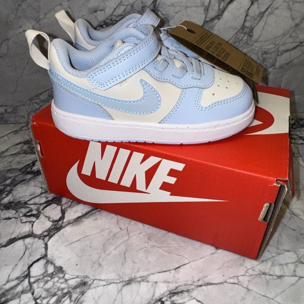 Nike Toddler Court Borough Low Top Sneakers Blue Ivory NEW